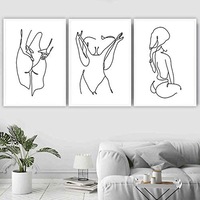 Set of Line Art Prints Abstract Figure Printing Canvas Modern Wall Art Home Decor