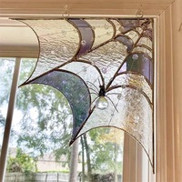 Spiderweb Door Topper Door Frame Ornament Spider Web Stained Faux Glass Window Wall Hanging