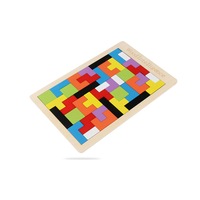 Wooden Tetris Puzzle 40Pcs Colorful Tangram Brain Block Intelligence Puzzles