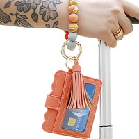 Wristlet Keychain Bracelet WalletKey Ring Silicone Bead Bangle