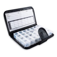 1st Care 24PCE 7 Day Deluxe Pill Wallet/Organiser Faux Leather Case 19 x 11cm