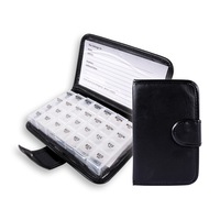 1st Care 2PCE Pill Wallet Box/Organiser Storage Dispenser Leather Case 