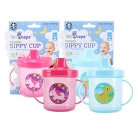 1st Steps 12PCE 245ml Sippy Cups Double Handles Dinosaur & Unicorn Design