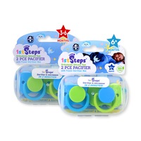 1st Steps 4PCE Pacifiers Blue Orthodontic Teat Sterilising Cases 3-6+ Months