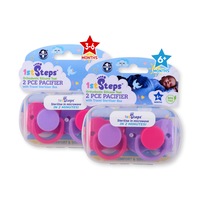 1st Steps 4PCE Pacifiers Pink Orthodontic Teat Sterilising Cases 3-6+ Months