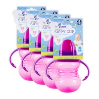 1st Steps 4PCE Sippy Cup Pink Soft Silicone Teat Spill Proof BPA Free 265ml