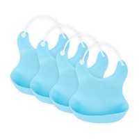 1st Steps 4PCE Bibs Food & Liquid Catcher Waterproof Flexible Blue 25 x 21cm 