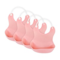 1st Steps 4PCE Bibs Food & Liquid Catcher Waterproof Flexible Pink 25 x 21cm