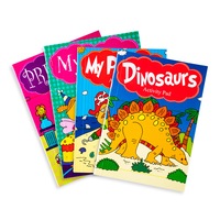 Office Central 4PK Activity Books Princess Fairy Pirates Dinosaur Themes Fun Creative 96pg