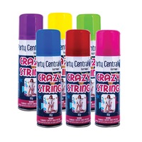 Party Central 6PK Silly String Coloured Stream Non-Toxic Indoor/Outdoor Party Fun