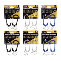 Handy Hardware 16PCE 70mm Carabiner Hooks 3 Key Rings 5kg Load Capacity