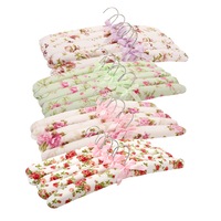 Home Master 20PCE Coat Hangers Floral Satin Covers Padded Thick Elegant