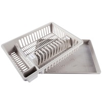 Home Master 20PCE Dish Rack Removable Draining Tray White/Grey 36 x 10 x 48cm