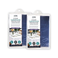 Home Master 2PCE Table Cloth Clear Waterproof Surface Protector 130 x 225cm