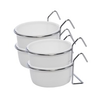 Pet Basic 4PCE Bird Bowls Plastic With Holders Food Water Spill Proof 210ml