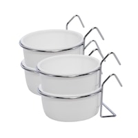 Pet Basic 4PCE Bird Bowls Plastic With Holders Food Water Spill Proof 210ml