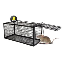 SAS Pest Control 3PK Rat Cage Trap Reusable Indoor/Outdoor Poison Free 24cm