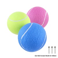 SAS Sports 3PCE Inflatable Jumbo Tennis Balls With Ball Pump Needles 21cm