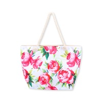 Summer Splash Beach Bag Canvas Floral Design Zipper Closure 52 x 38cm