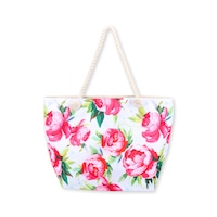 Summer Splash Beach Bag Canvas Floral Design Zipper Closure 52 x 38cm