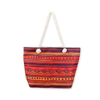 Summer Splash Beach Bag Canvas Patterned Design Zipper Closure 52 x 38cm