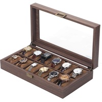 12-slot PU Leather Watch Box/Storage Organizer with Large Windows Plated Metal Hardware