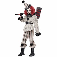 Hobbypos Creeper Clown Horror Scary Vintage Evil Jester Joker Halloween Girls Costume