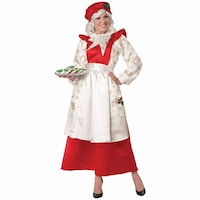 Hobbypos Mrs Claus Pinafore Dress With Apron Santa Christmas Adult Womens Costume