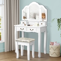 ALFORDSON 2 Piece Dressing Table & Stool Set White
