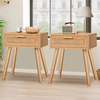 ALFORDSON 2x Bedside Table Nightstand Side Storage Rattan Oak