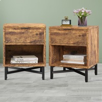 ALFORDSON 2x Bedside Table Retro Nightstand Side Cabinet Oak