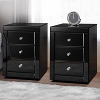 ALFORDSON 2x Mirrored Bedside Table Cabinet Nightstand Side End Table Drawers