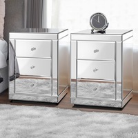 ALFORDSON 2x Mirrored Bedside Table Cabinet Nightstand Side End Table Drawers