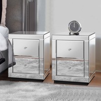 ALFORDSON 2x Mirrored Bedside Table Cabinet Nightstand Side End Table Drawers