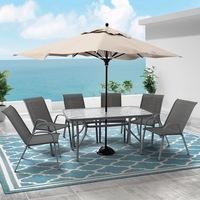 ALFORDSON 7PCS Outdoor Patio Dining Set Table and Chairs Garden Furniture Grey