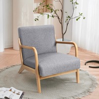 ALFORDSON Wooden Armchair Accent Lounge Chair Fabric Grey
