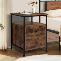 ALFORDSON Bedside Table - Jada Open Shelf Retro Nightstand (Dark Oak)