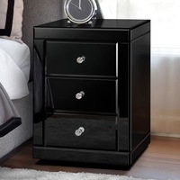 ALFORDSON Mirrored Bedside Table Cabinet Nightstand Side End Table Drawers