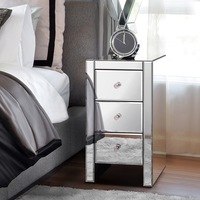 ALFORDSON Mirrored Bedside Table Cabinet Nightstand Side End Table Drawers
