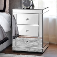 ALFORDSON Mirrored Bedside Table Cabinet Nightstand Side End Table Drawers