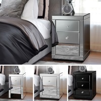 ALFORDSON Mirrored Bedside Table Cabinet Nightstand Side End Table Drawers