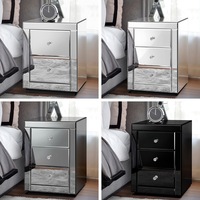 ALFORDSON Mirrored Bedside Table Cabinet Nightstand Side End Table Drawers FREYA Model