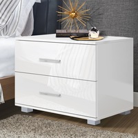 Alfordson Bedside Table Nightstand 4 Side High Gloss White Side End Table 