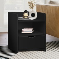 ALFORDSON Bedside Table Storage Nightstand with Shelf Drawer Black