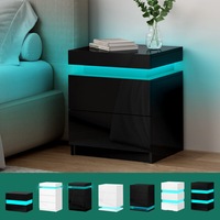ALFORDSON Bedside Table RGB LED Nightstand 2/3 Drawers 4 Side High Gloss