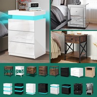 ALFORDSON Bedside Table RGB LED Nightstand 2/3 Drawers Side Table Storage