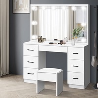 ALFORDSON Dressing Table Stool Set Makeup Mirror Desk LED 10 Bulbs White