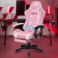 ALFORDSON Gaming Chair 2-Point Massage Lumbar Pillow Xavier Pink & White