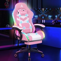 ALFORDSON Gaming Office Chair 12 RGB LED Massage Computer Seat Footrest Pink 