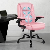 ALFORDSON Massage Office Chair with Flip-up Arms Pink